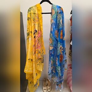 Two Womens Beach Swimwear Printed Long Coverups Bathing Suit Pareo Pashminas